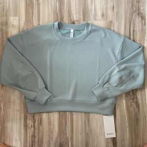 ❤️ Lululemon Perfectly Oversized Cropped Crew Softstreme Size 6 Silver Blue NWT